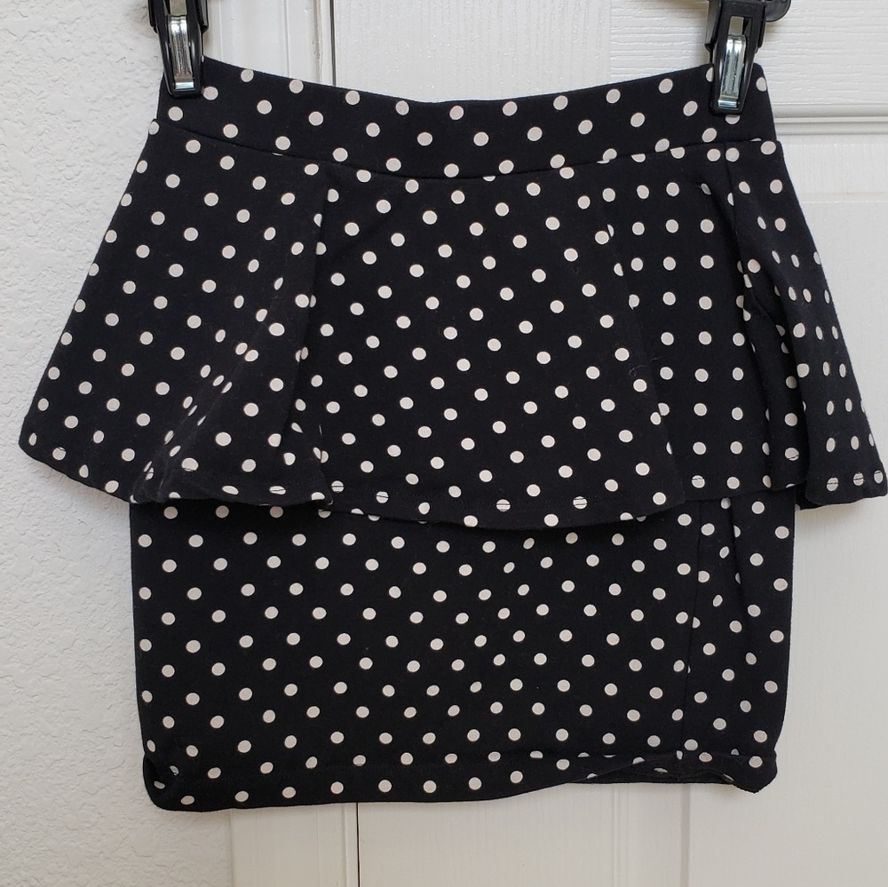 Forever 21 Black Polka Dot Peplum Skirt
